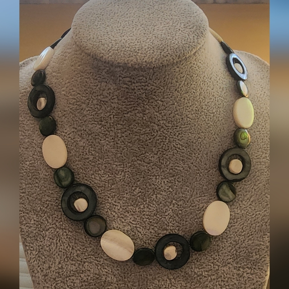 Elegant Green‎ and Cream Tourmaline Necklace